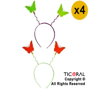 VINCHA C/ANTENAS MARIPOSAS FLUO x 4